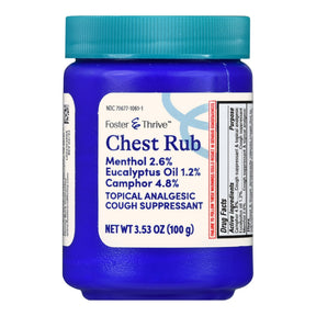 Foster & Thrive Chest Rub Ointment, 4.8% Camphor 2.6% Menthol 1.2% Eucalyptus Oil, 3.5 oz - 70677106101 - LL Medico