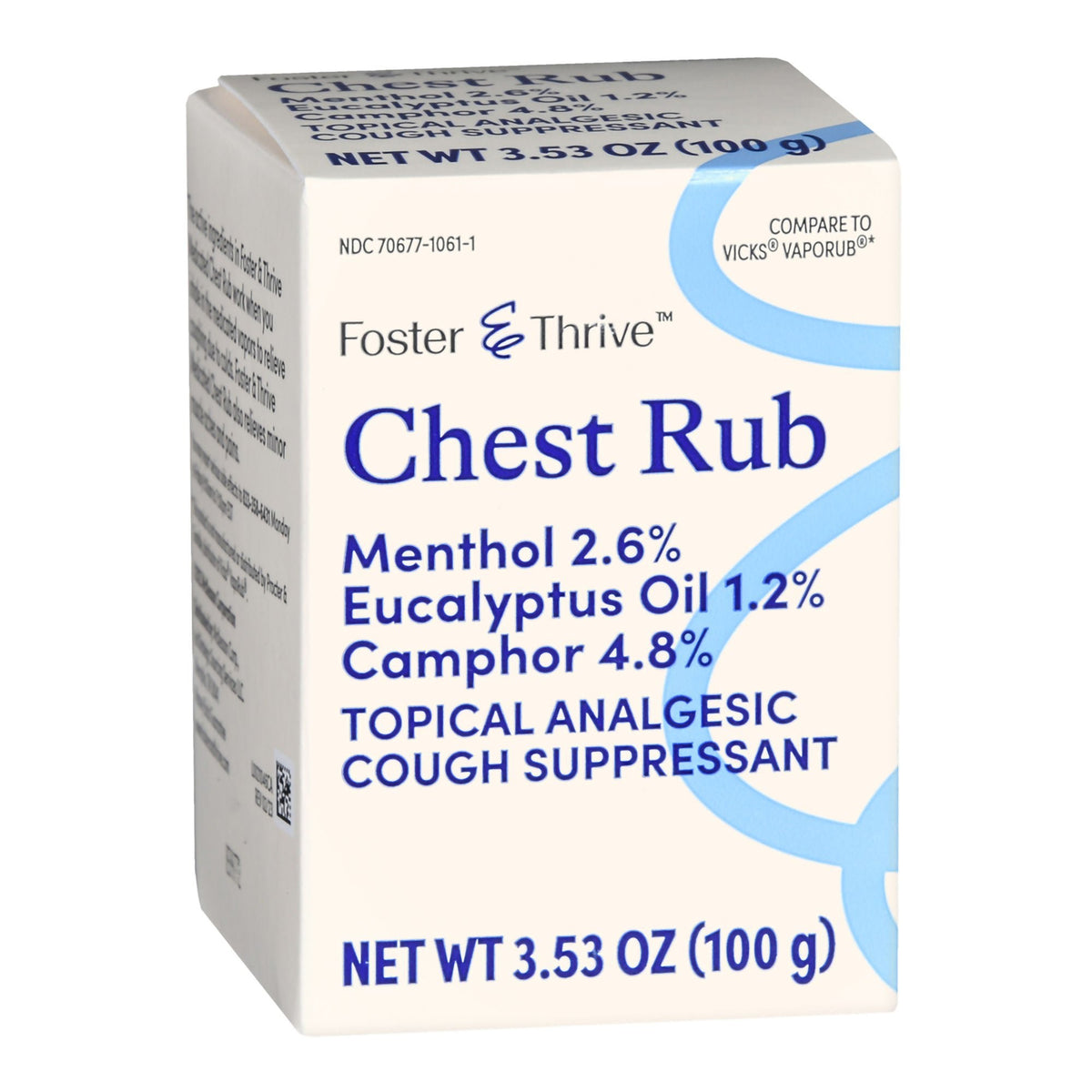 Foster & Thrive Chest Rub Ointment, 4.8% Camphor 2.6% Menthol 1.2% Eucalyptus Oil, 3.5 oz - 70677106101 - LL Medico