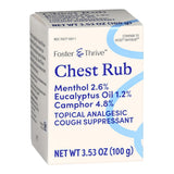 Foster & Thrive Chest Rub Ointment, 4.8% Camphor 2.6% Menthol 1.2% Eucalyptus Oil, 3.5 oz - 70677106101 - LL Medico