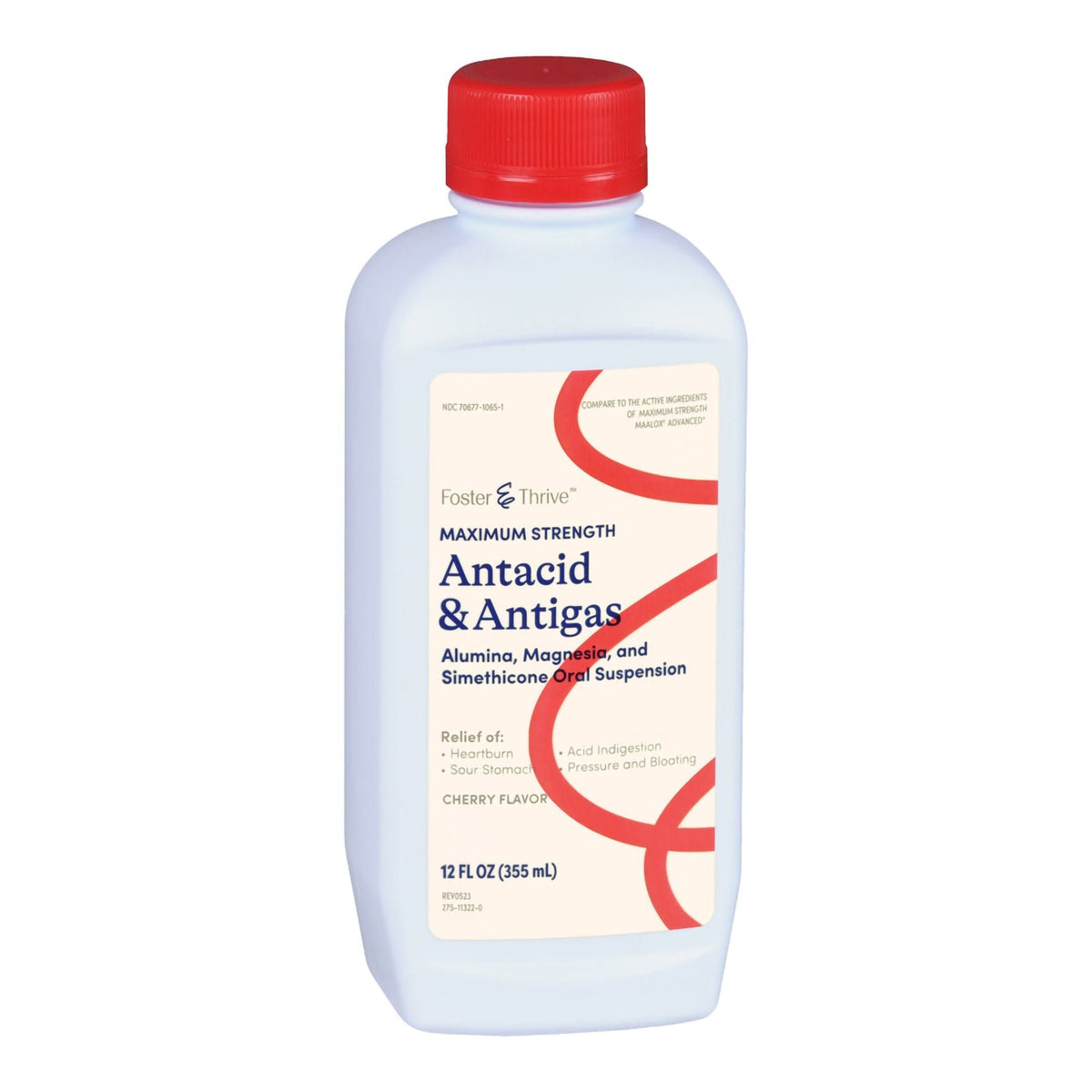 Foster & Thrive Maximum Strength Antacid & Antigas Liquid, Aluminum Hydroxide / Magnesium Hydroxide / Simethicone 400 mg-40 mg, 12 oz - 70677106501 - LL Medico