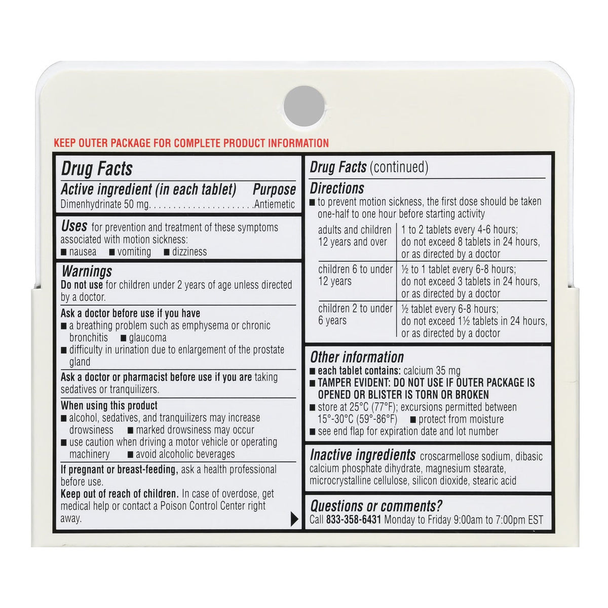 Foster & Thrive Motion Sickness Dimenhydrinate 50 mg Tablets - 70677108701 - LL Medico