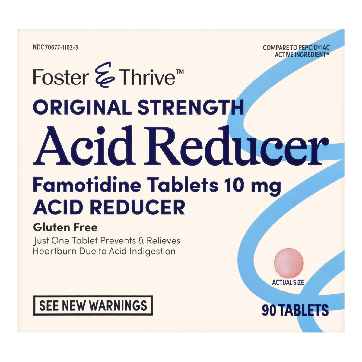 Foster & Thrive Original Strength Acid Reducer Famotidine Tablets, 10 mg - 70677110203 - LL Medico