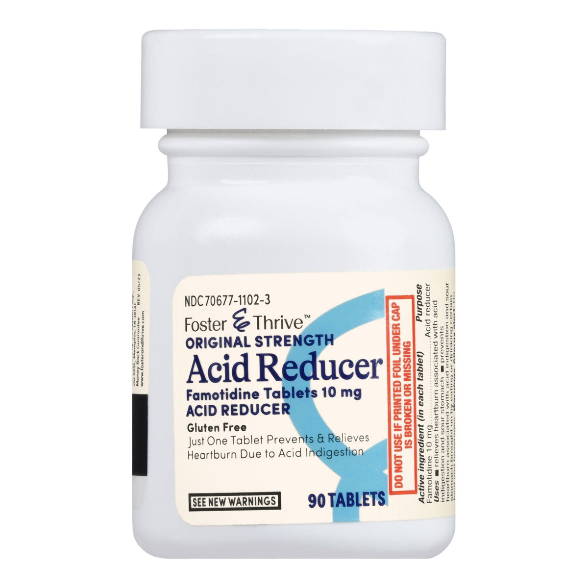 Foster & Thrive Original Strength Acid Reducer Famotidine Tablets, 10 mg - 70677110203 - LL Medico