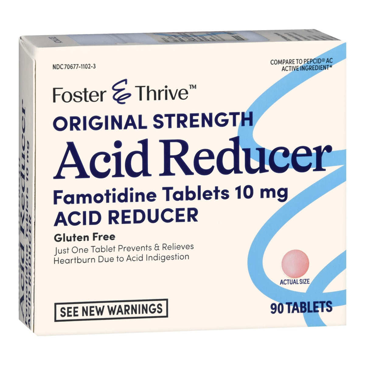 Foster & Thrive Original Strength Acid Reducer Famotidine Tablets, 10 mg - 70677110203 - LL Medico