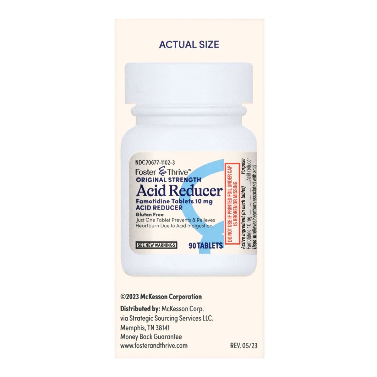 Foster & Thrive Original Strength Acid Reducer Famotidine Tablets, 10 mg - 70677110203 - LL Medico