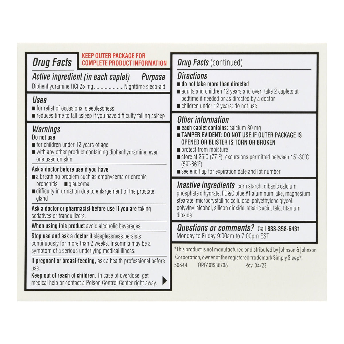 Foster & Thrive Nighttime Sleep-Aid Diphenhydramine HCl 25 mg Caplets - 70677112801 - LL Medico