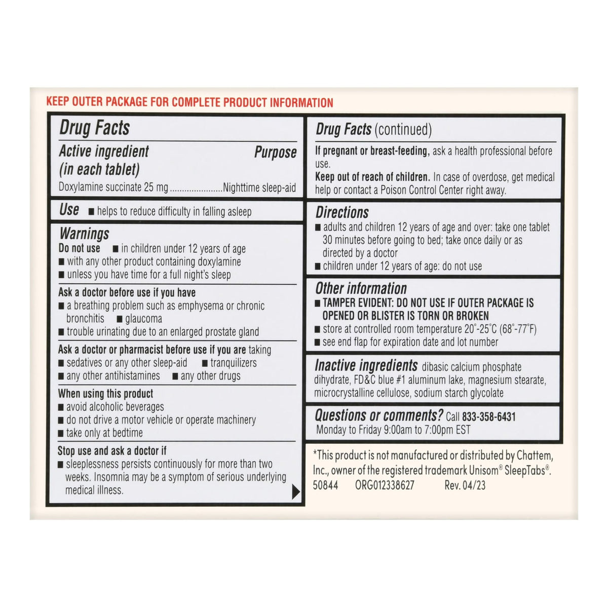 Foster & Thrive Sleep Aid, Doxylamine Succinate 25 mg, Tablet - 70677112901 - LL Medico