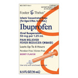 Foster & Thrive Infants' Ibuprofen Concentrated Drops, 50 mg per 1.25 mL, Oral Suspension, Berry, 0.5 oz - 70677114401 - LL Medico