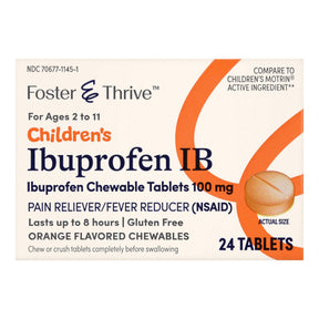 Foster & Thrive Children's Ibuprofen IB Chewable Tablets, 100 mg, Orange - 70677114501 - LL Medico