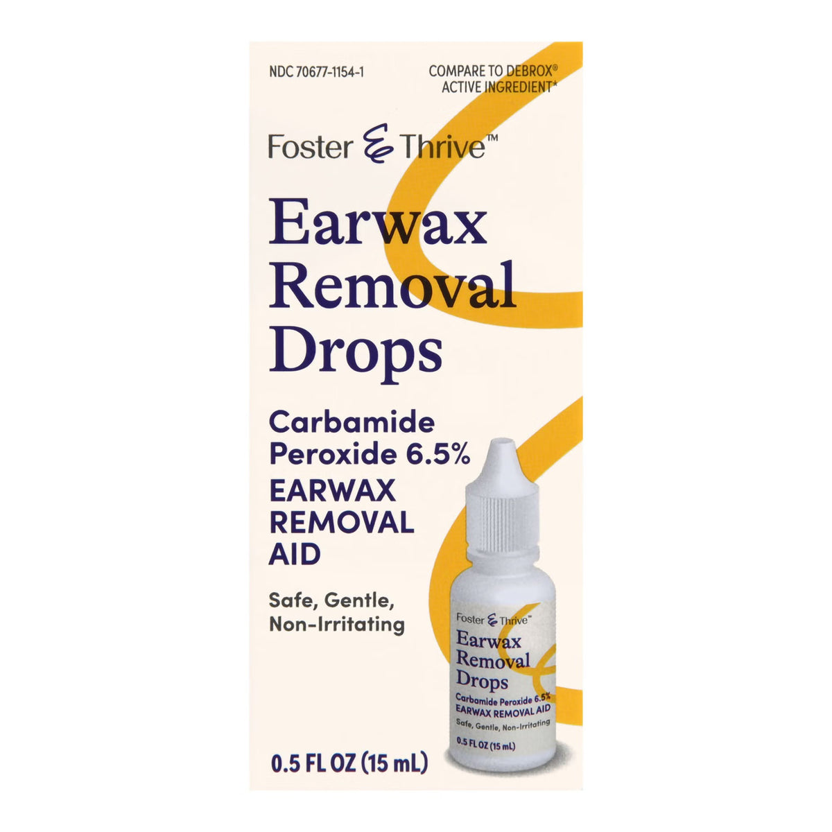 Foster & Thrive Earwax Removal Drops, Carbamide Peroxide 6.5%, Otic Drops, 0.5 oz - 70677115401 - LL Medico