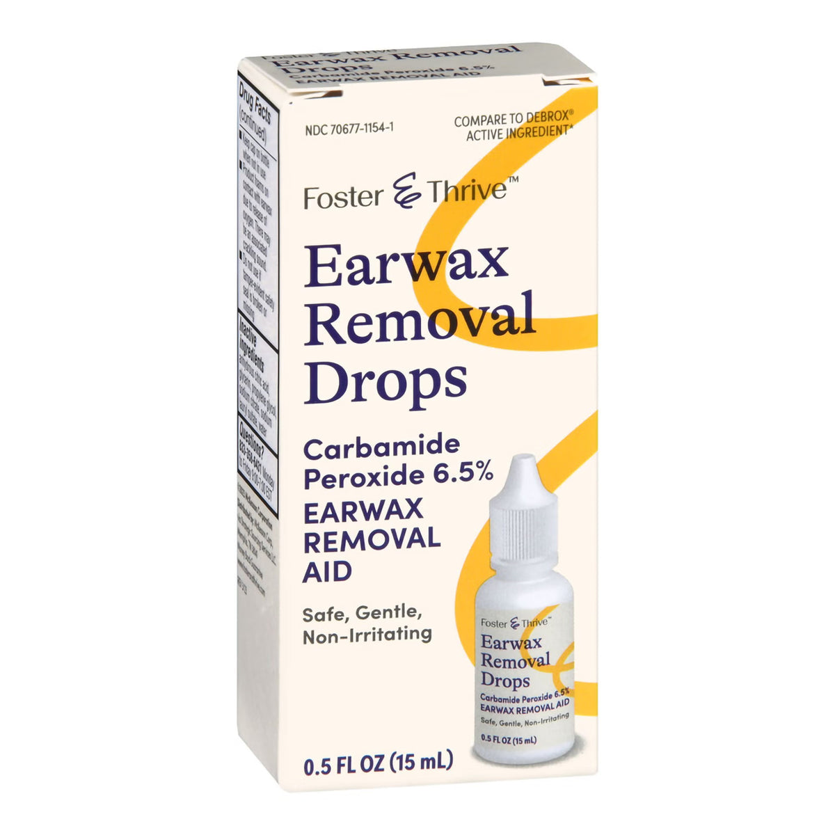 Foster & Thrive Earwax Removal Drops, Carbamide Peroxide 6.5%, Otic Drops, 0.5 oz - 70677115401 - LL Medico