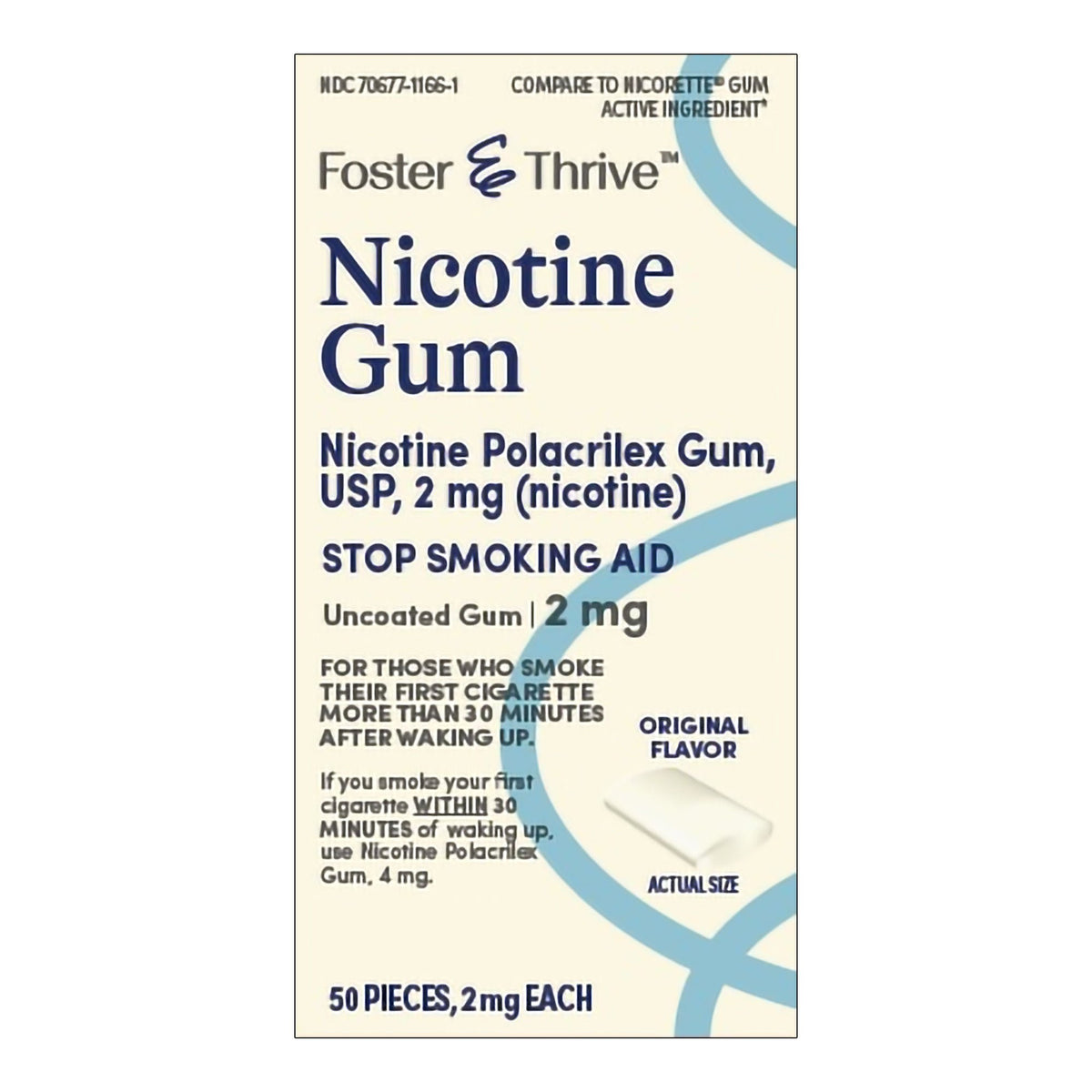 Foster & Thrive Nicotine Polacrilex Gum, 2 mg, Original Flavor, Stop Smoking Aid - 70677116601 - LL Medico
