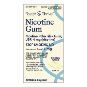 Foster & Thrive Nicotine Polacrilex Gum, 4 mg, Original Flavor, Stop Smoking Aid - 70677116701 - LL Medico