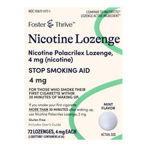 Foster & Thrive Nicotine Polacrilex Lozenges, 4 mg, Stop Smoking Aid, Mint - 70677117701 - LL Medico