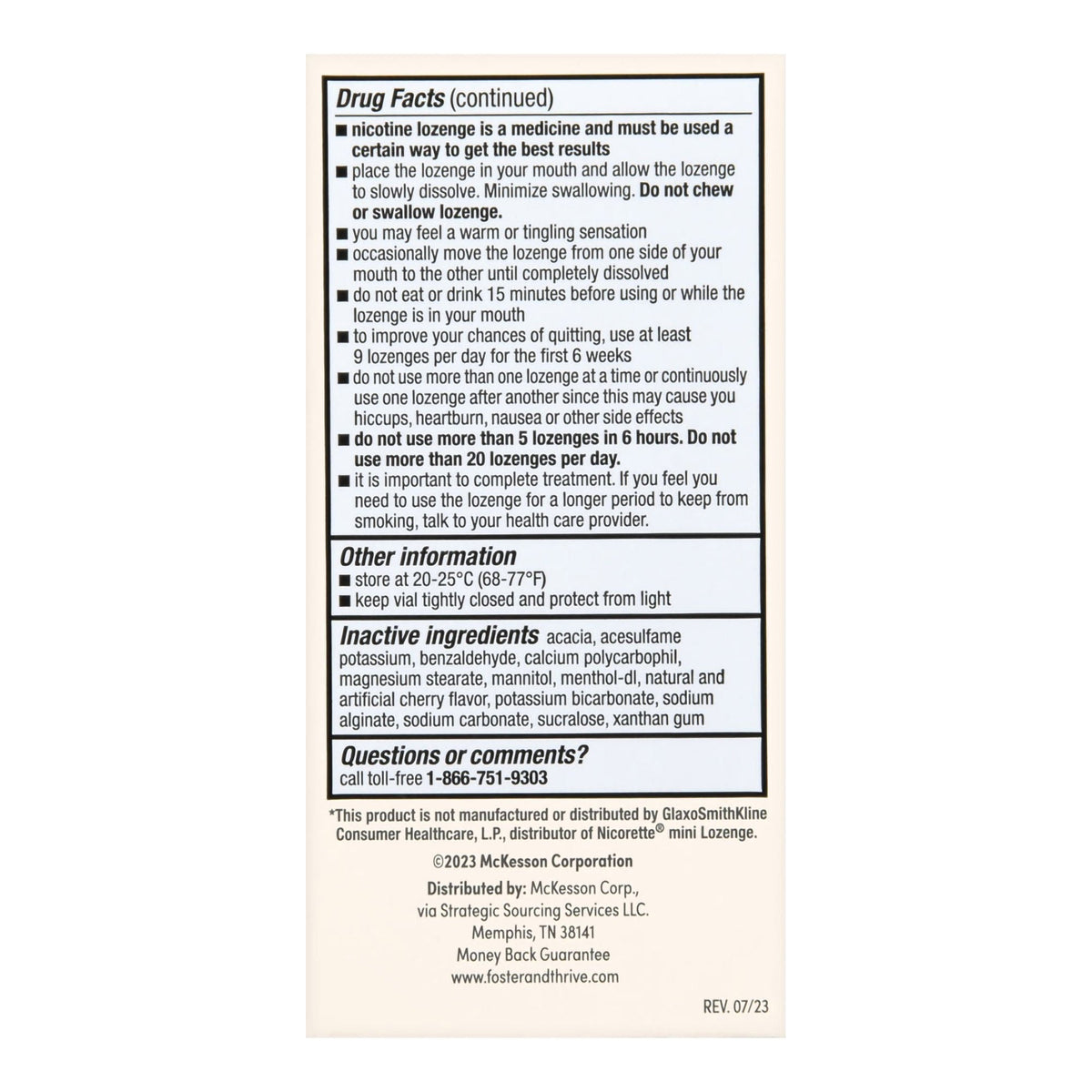 Foster & Thrive Nicotine Polacrilex Lozenges, 4 mg, Stop Smoking Aid, Cherry - 70677117301 - LL Medico