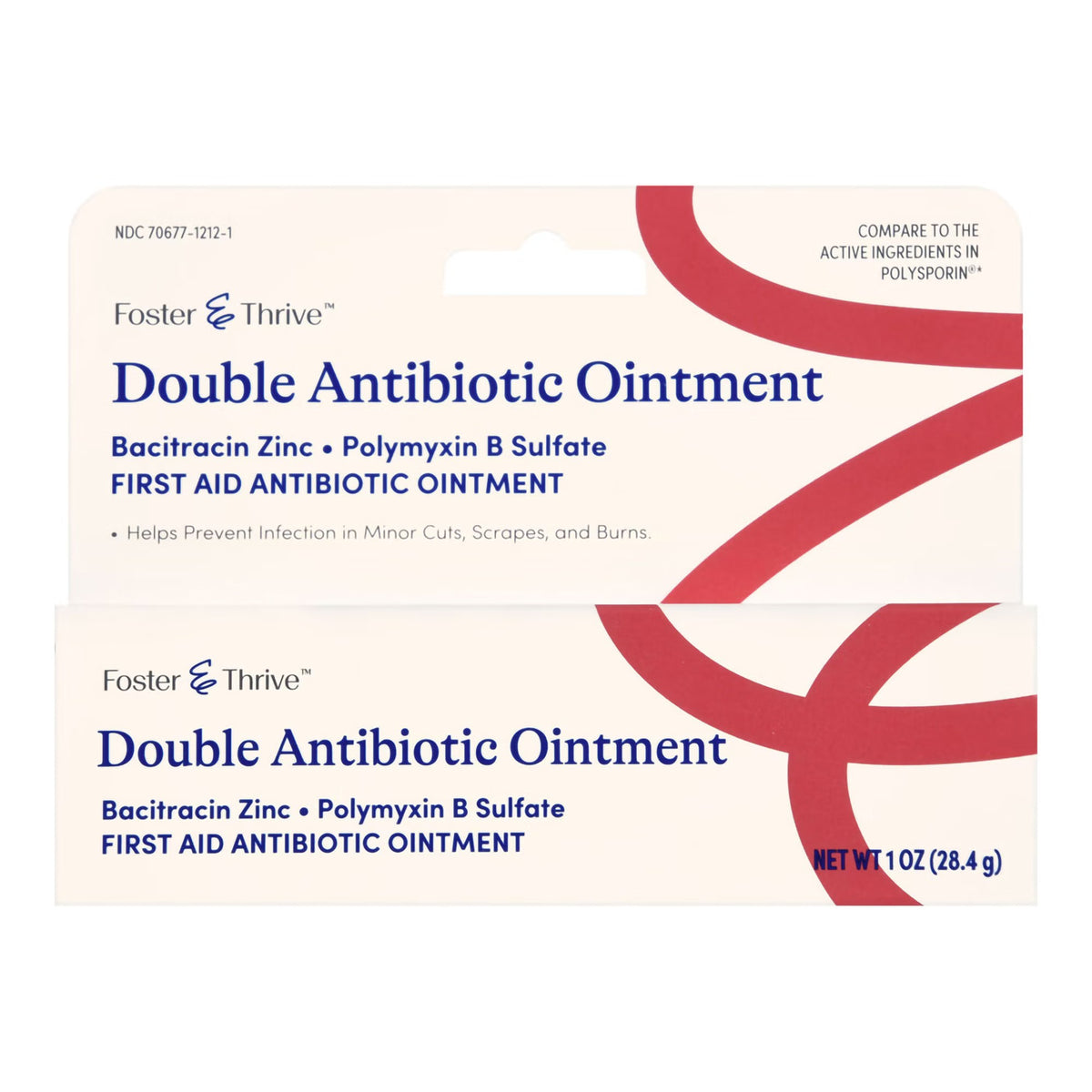 Foster & Thrive Double Antibiotic Ointment, Bacitracin Zinc Polymyxin B Sulfate, 500 IU - 10,000 IU / Gram, 1 oz Tube - 70677121201 - LL Medico
