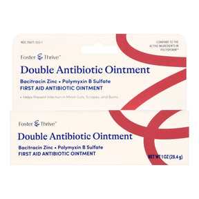 Foster & Thrive Double Antibiotic Ointment, Bacitracin Zinc Polymyxin B Sulfate, 500 IU - 10,000 IU / Gram, 1 oz Tube - 70677121201 - LL Medico