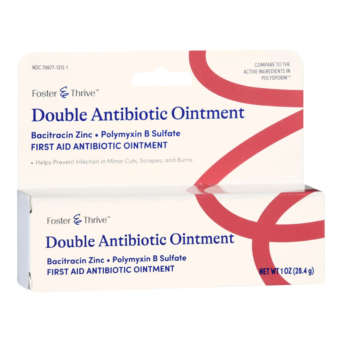 Foster & Thrive Double Antibiotic Ointment, Bacitracin Zinc Polymyxin B Sulfate, 500 IU - 10,000 IU / Gram, 1 oz Tube - 70677121201 - LL Medico