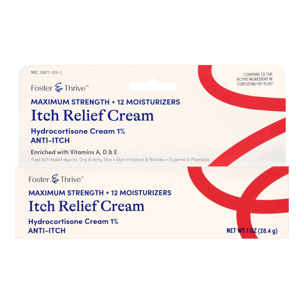 Foster & Thrive Hydrocortisone Itch Relief Cream, 1%, 1 oz Tube - 70677121501 - LL Medico
