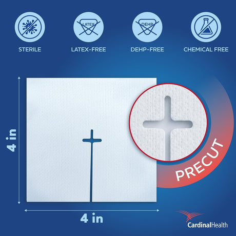 Cardinal Health Excilon I.V. / Drain Split Dressing, 4 x 4 Inch, 6-Ply