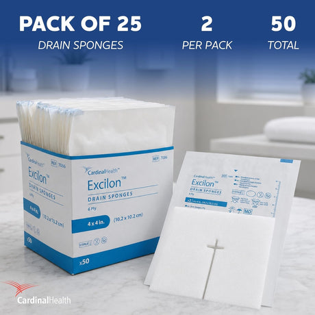 Cardinal Health Excilon I.V. / Drain Split Dressing, 4 x 4 Inch, 6-Ply