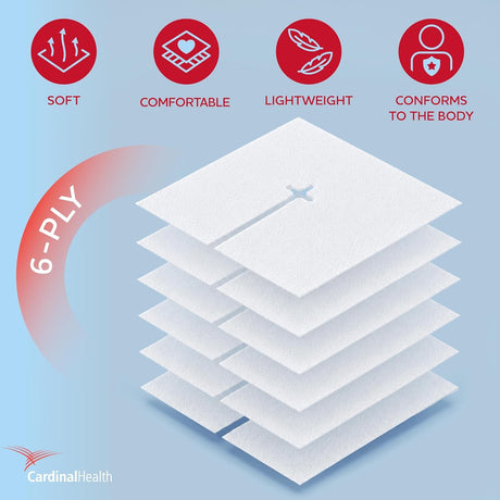 Cardinal Health Excilon I.V. / Drain Split Dressing, 4 x 4 Inch, 6-Ply
