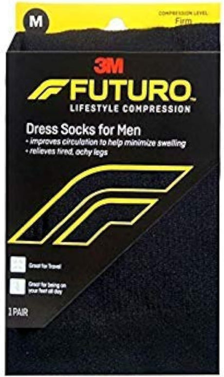 3M Futuro Lifestyle Compression Firm Dress Socks for Men, Black