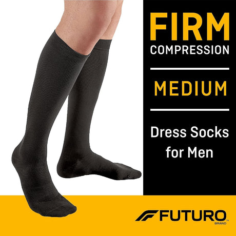 3M Futuro Lifestyle Compression Firm Dress Socks for Men, Black