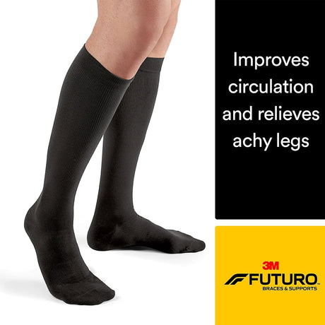 3M Futuro Lifestyle Compression Firm Dress Socks for Men, Black
