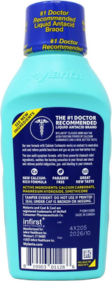 Mylanta Maximum Strength Antacid + Anti-Gas Liquid, Classic Flavor, 800 mg / 800 mg / 80 mg, 12 oz - 81990301128 - LL Medico