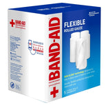 Band-Aid Flexible Rolled Gauze, 3 Inch x 2.1 Yard, 5 Rolls per Pack