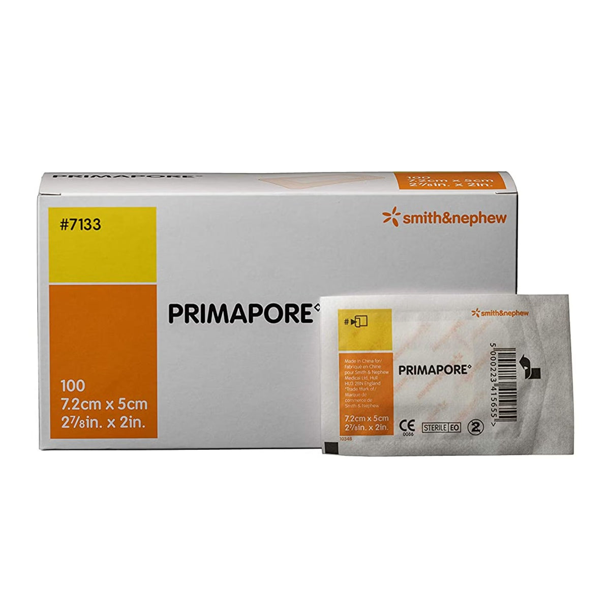 Primapore Adhesive Island Dressing, White, 2" x 3", Polyester Nonwoven, Sterile - 7133-Single - LL Medico