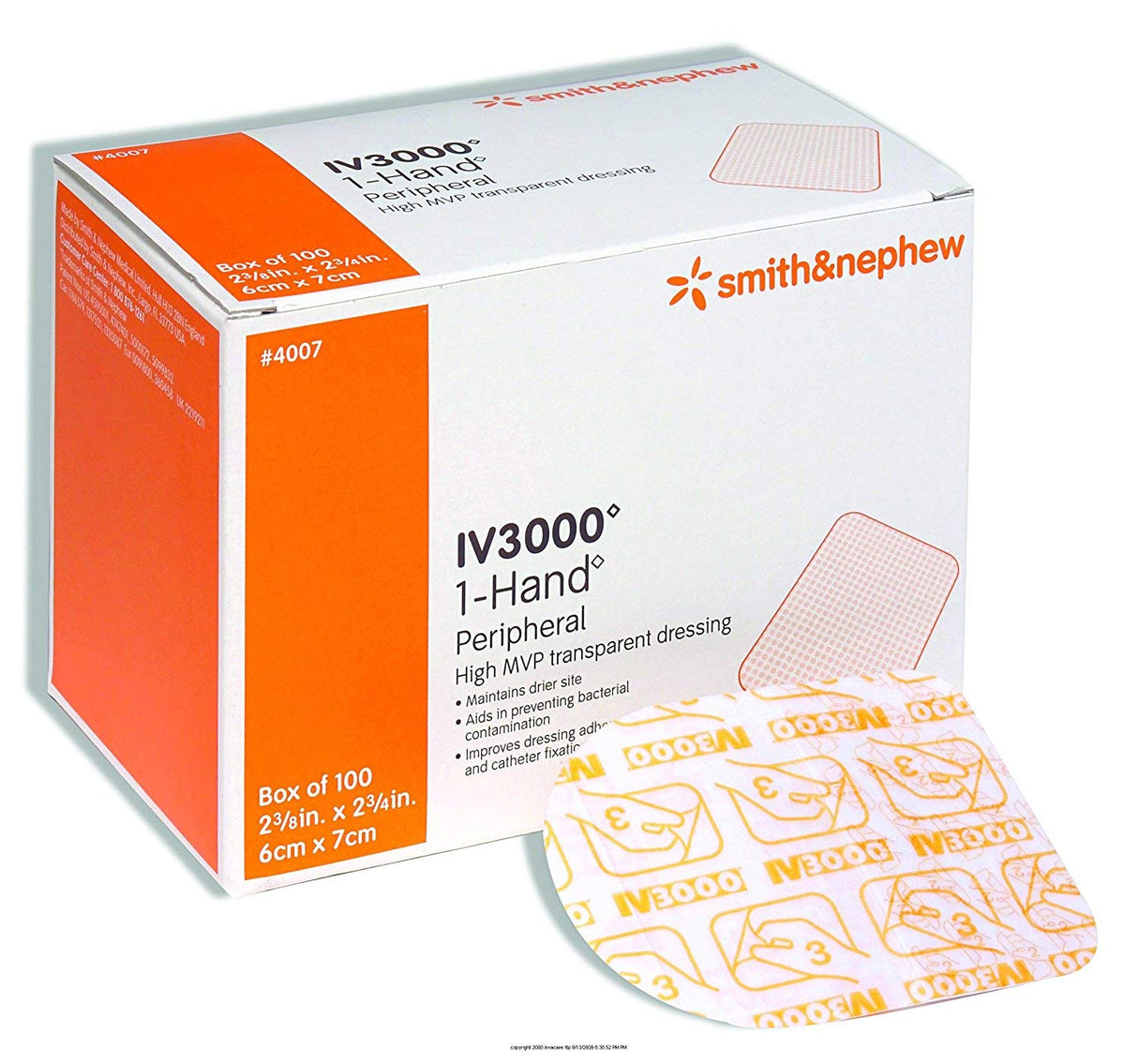 IV3000 1-Hand Peripheral Catheter Dressing, 2-3/8 x 2¾ Inch