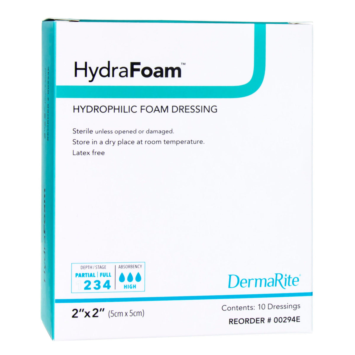 Dermarite HydraFoam Foam Dressing, Non-Adhesive Square Sterile Waterproof - 00294E - LL Medico