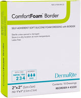 ComfortFoam Border Self-Adherent Soft Silicone Foam Dressing, 5 x 5 Centimeter