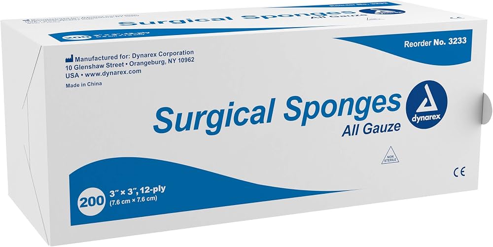 dynarex Sterile Gauze Sponge, 2 x 2 Inch, 12-Ply