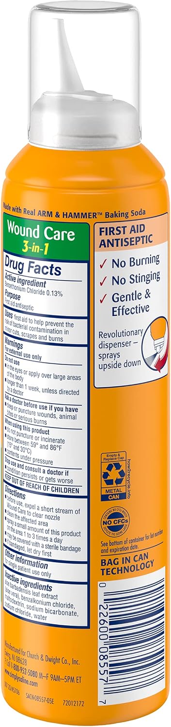 Arm & Hammer Simply Saline Wound Wash Sterile Saline Solution Spray, 7.4 oz - 02260008552 - LL Medico
