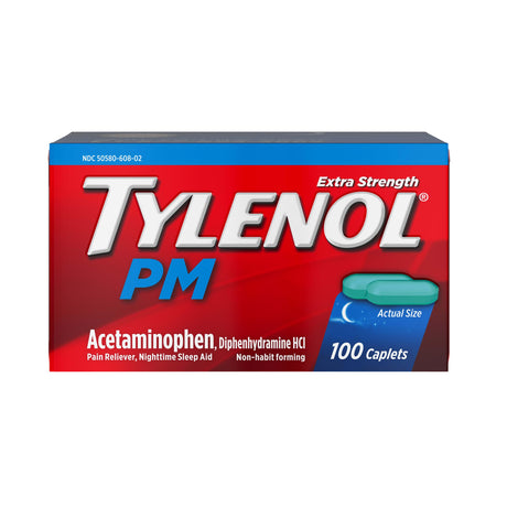 Tylenol PM Extra Strength Pain Reliever & Sleep Aid Caplets, 500 mg Acetaminophen - LL Medico