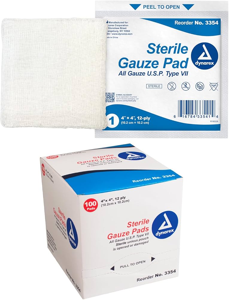 dynarex Gauze Sponge, 4 x 4 Inch, 12-Ply
