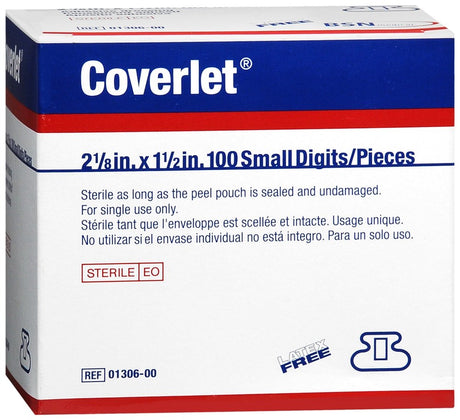 BSN Medical Coverlet Fingertip Adhesive Strip, Sterile, Tan, 1 1/2" x 2"