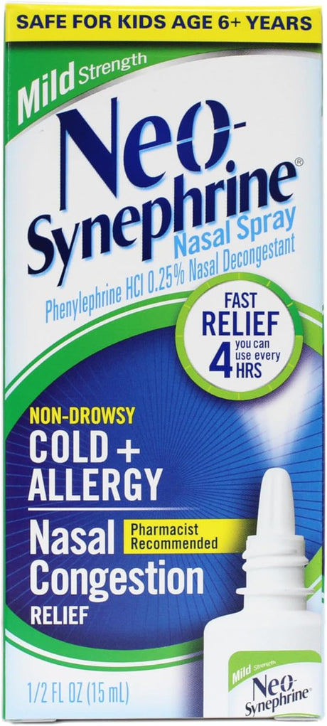 Neo-Synephrine Mild Strength Nasal Spray, Phenylephrine HCl 0.25%, 15 mL - 00225080047 - LL Medico