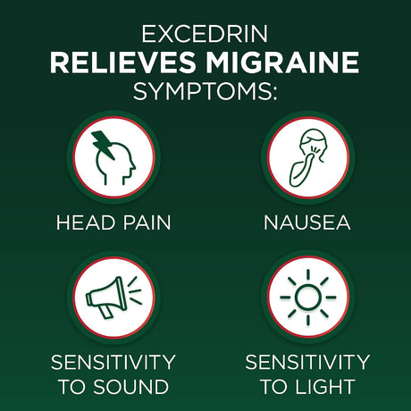Excedrin Migraine Pain Relief Caplets, Acetaminophen 250 mg / Aspirin 250 mg / Caffeine 65 mg - LL Medico