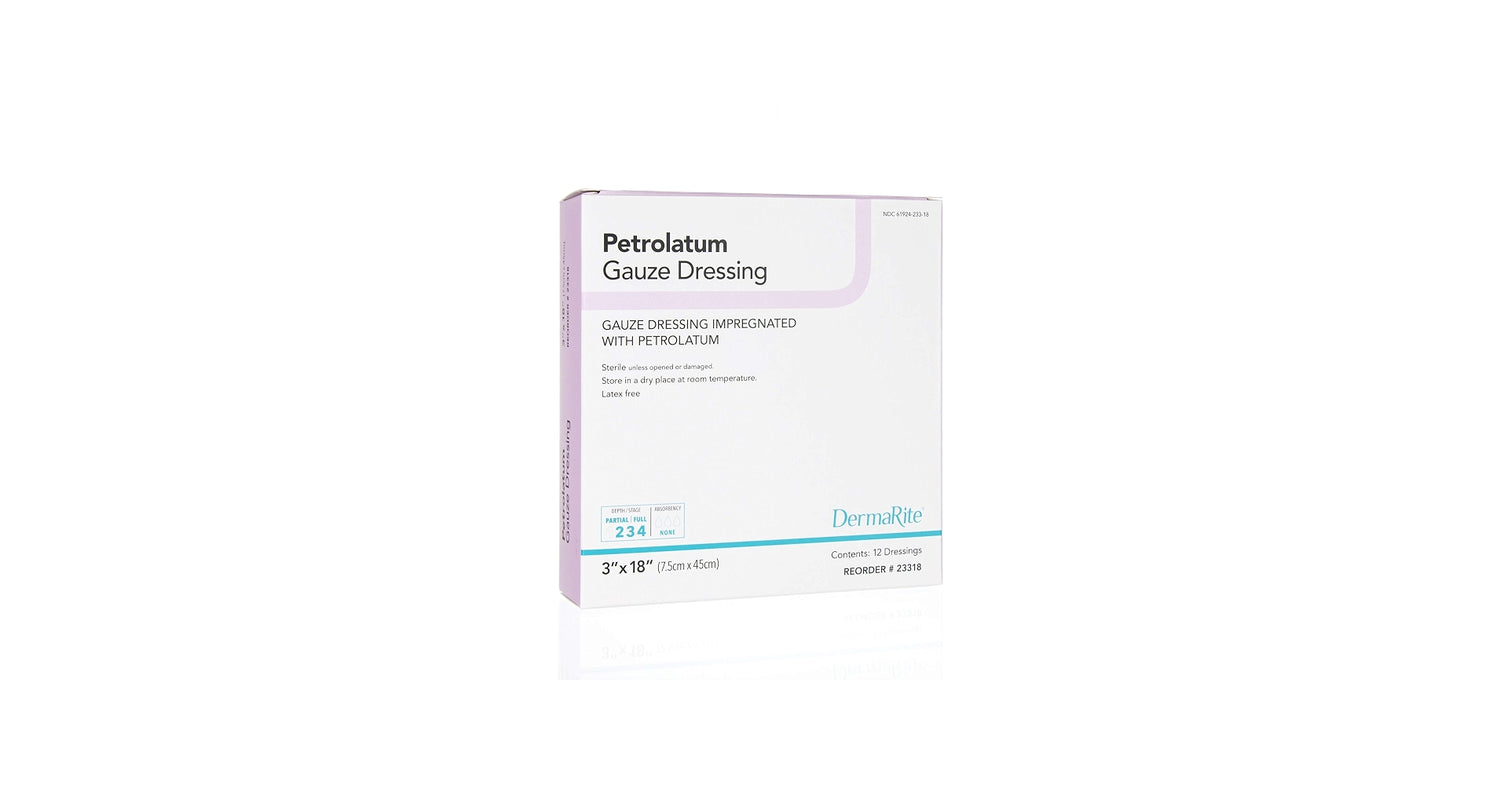 DermaRite Petrolatum Impregnated Dressing, 3 x 18 Inch