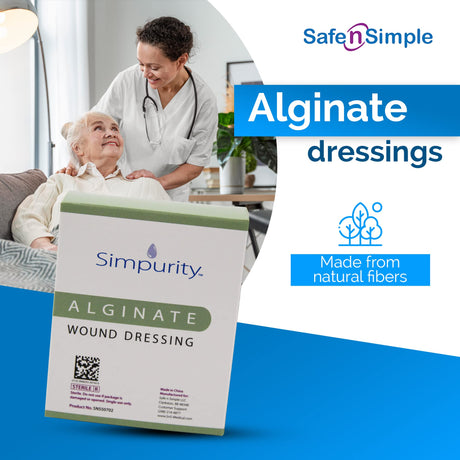 Simpurity Calcium Alginate Wound Dressing, Sterile, 2" x 2"