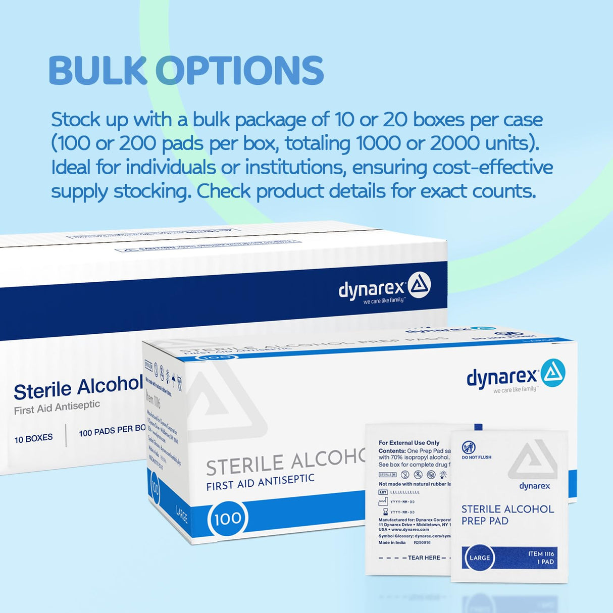 Dynarex Sterile Alcohol Prep Pads, Large