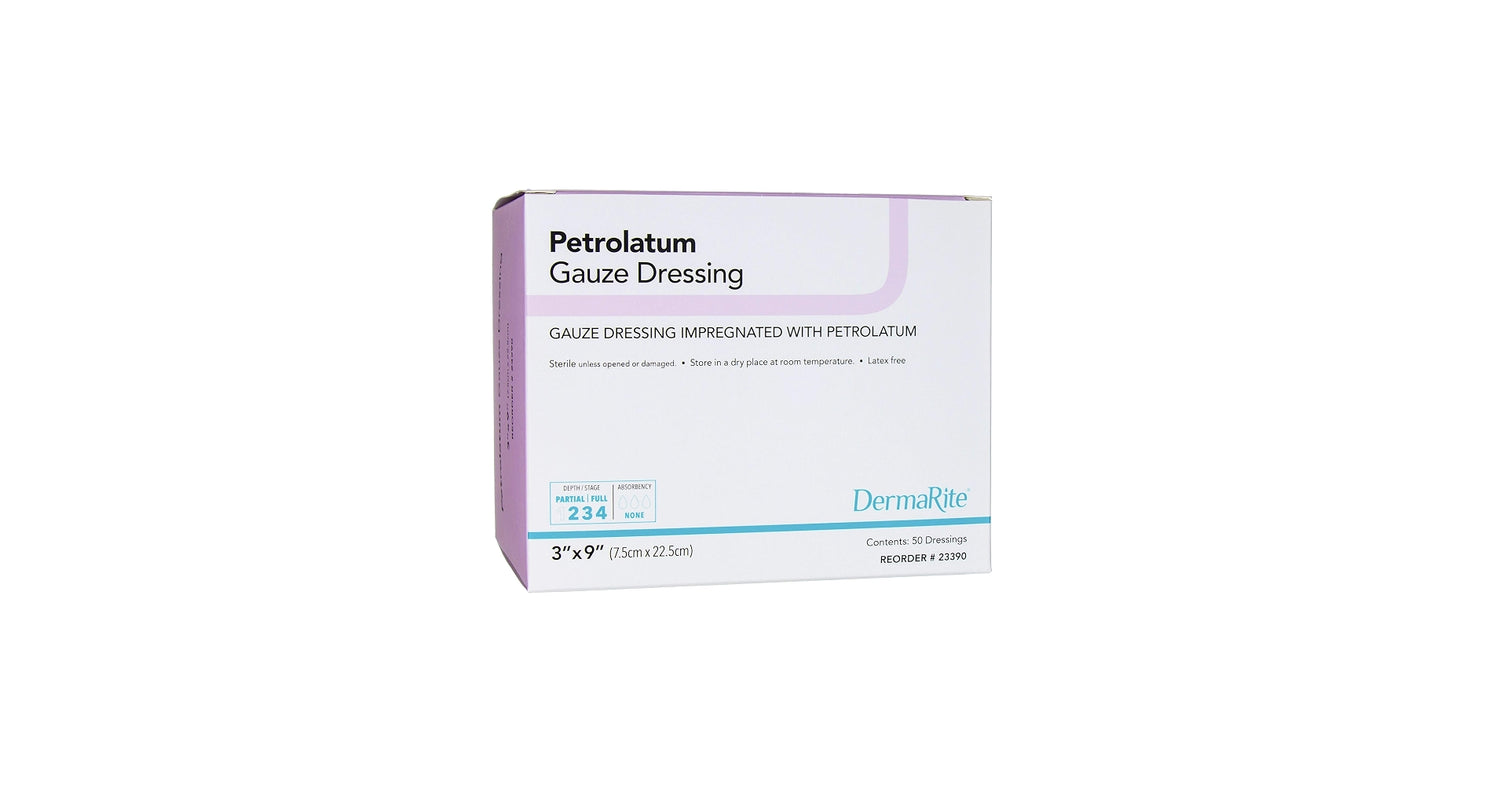 DermaRite Petrolatum Impregnated Dressing, 3 x 9 Inch