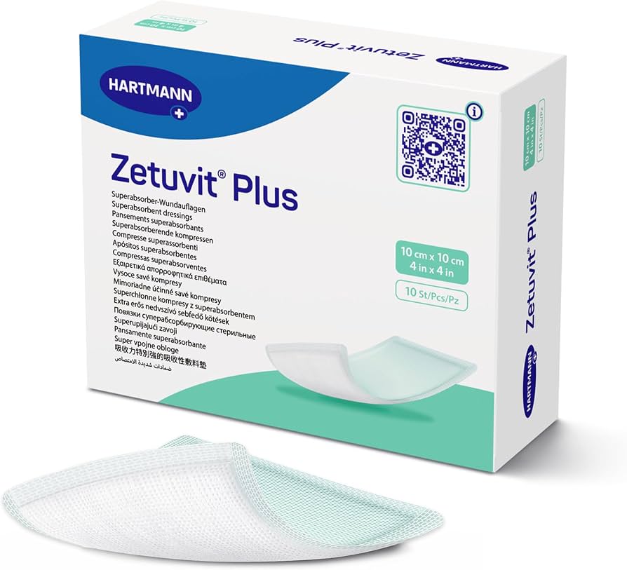 Zetuvit Plus Sterile Superabsorbent Dressing, 4 x 4 Inch