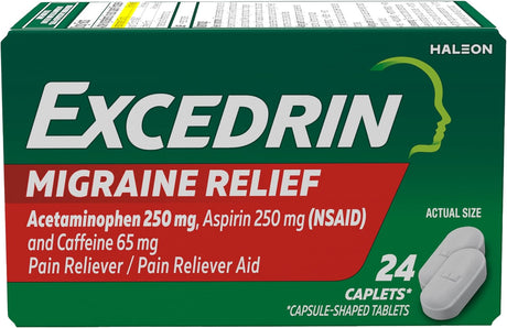 Excedrin Migraine Pain Relief Caplets, Acetaminophen 250 mg / Aspirin 250 mg / Caffeine 65 mg - LL Medico