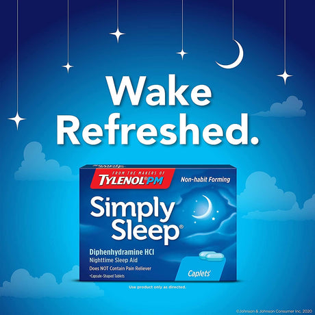 Tylenol Simply Sleep Nighttime Sleep Aid Caplets, Diphenhydramine HCl 25 mg - LL Medico