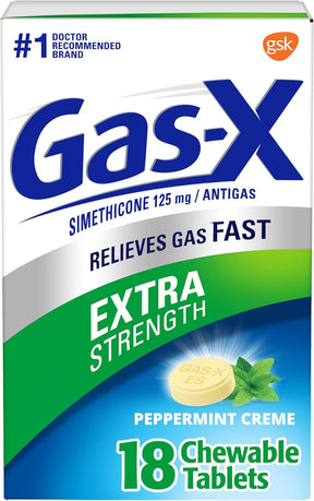 Gas-X Extra Strength Chewable Tablets, Simethicone 125 mg, Peppermint Creme - 00067012918 - LL Medico